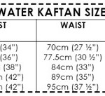 Shearwater Kaftan size guide